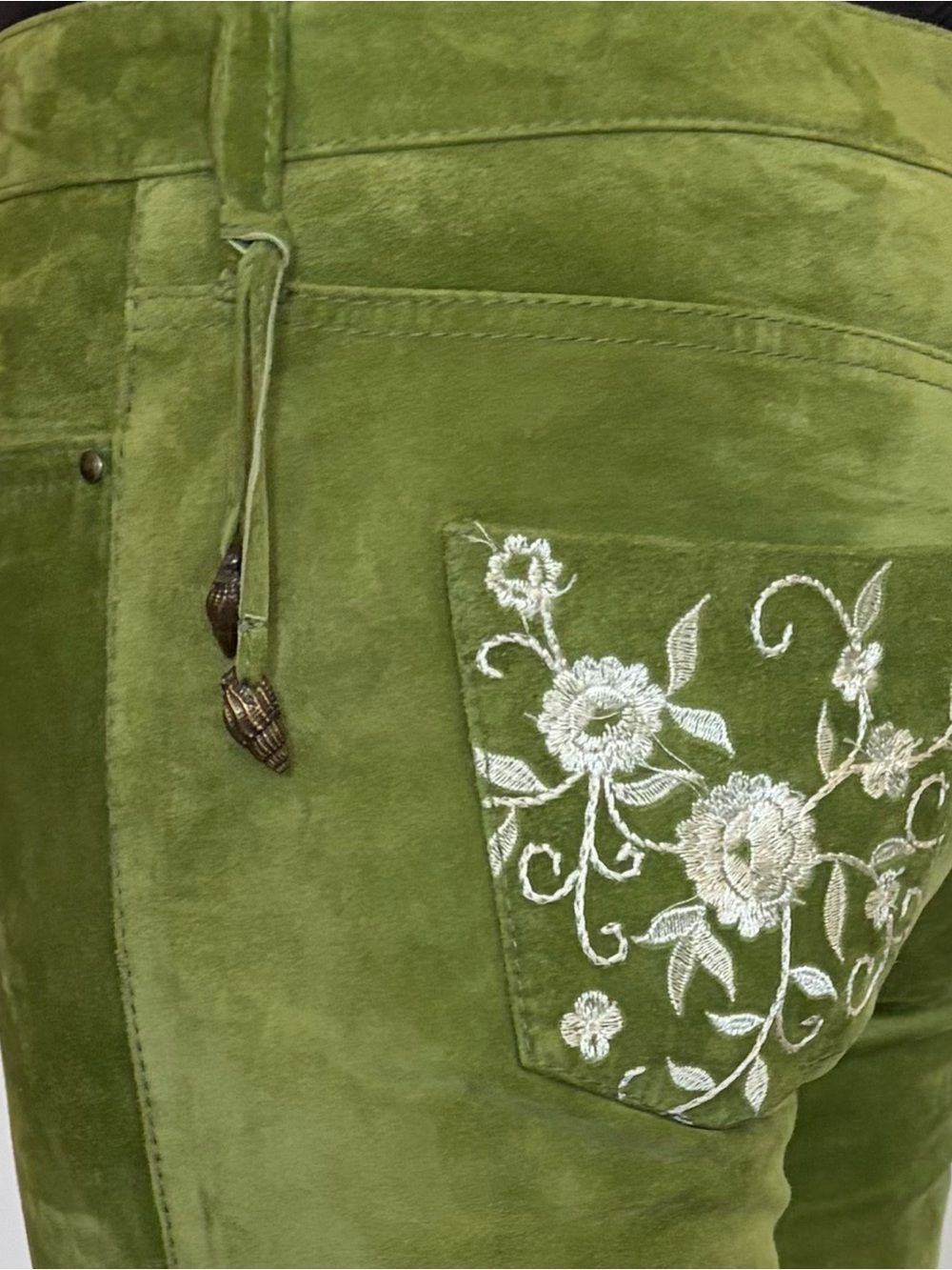 Donald J. Pliner Genuine Suede Leather Pants Lime Green Flare Org Price Is $600 - Picture 8 of 9